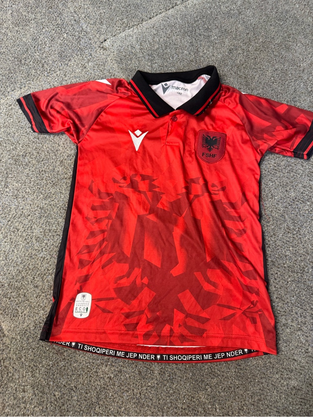 MACARON Kids Red and Black Albania Soccer Jersey